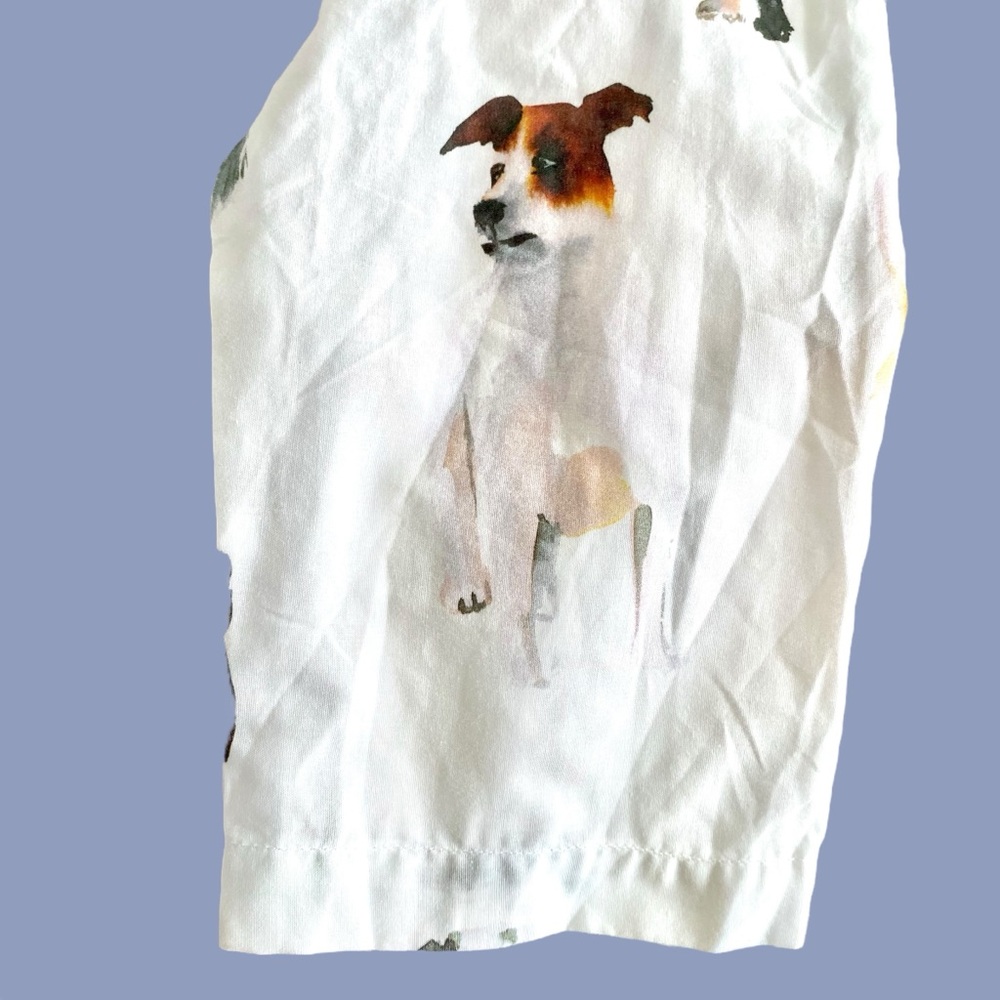 Pine Cone Hill Fine Linen Womens Dog Print Night Shirt Dress White SZ M - Picture 9 of 13